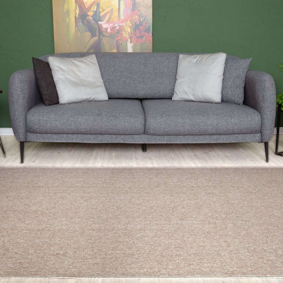 Flex Beige Low Pile Solid Rug - Joe’s Haven