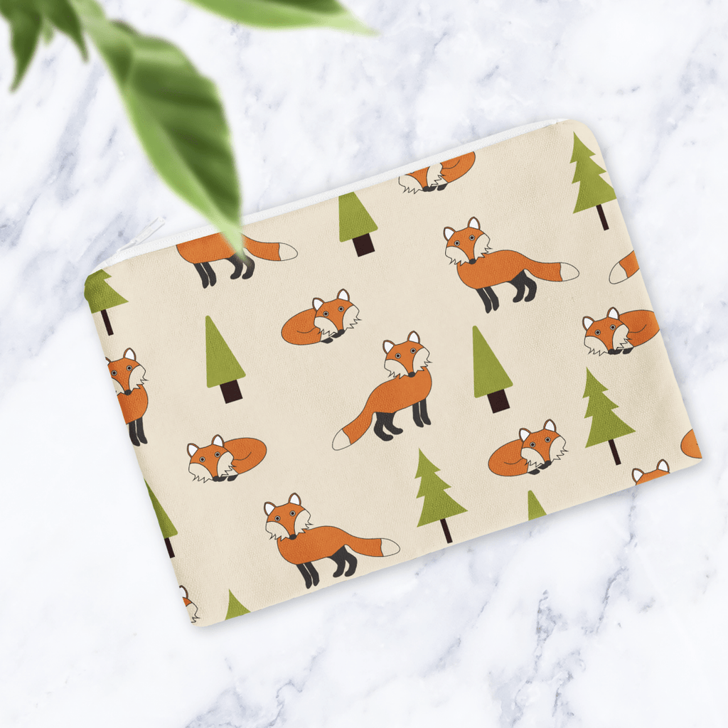 Beige Scandi Foxes Make Up Bag - Cream Cosmetic Bag - Travel Pouch - Handmade Toiletry Bag - Contemporary Geometric Beauty Case - Joe’s Haven