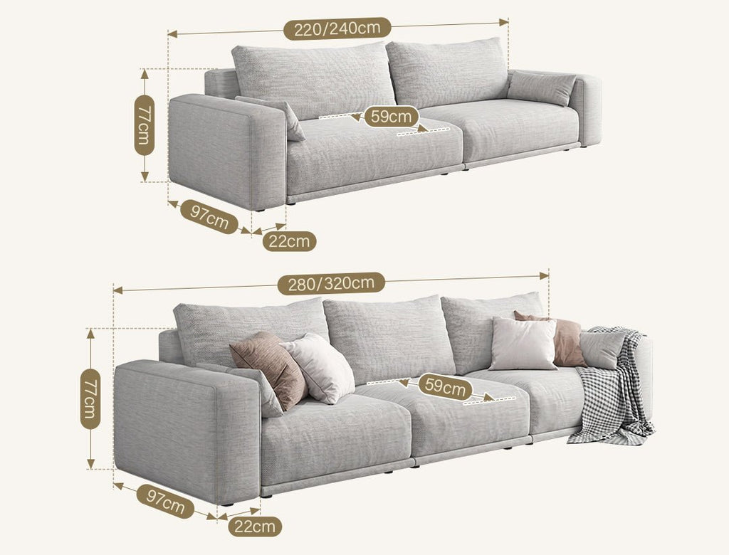 Frances Two Seater Sofa, Cotton Linen - Joe’s Haven