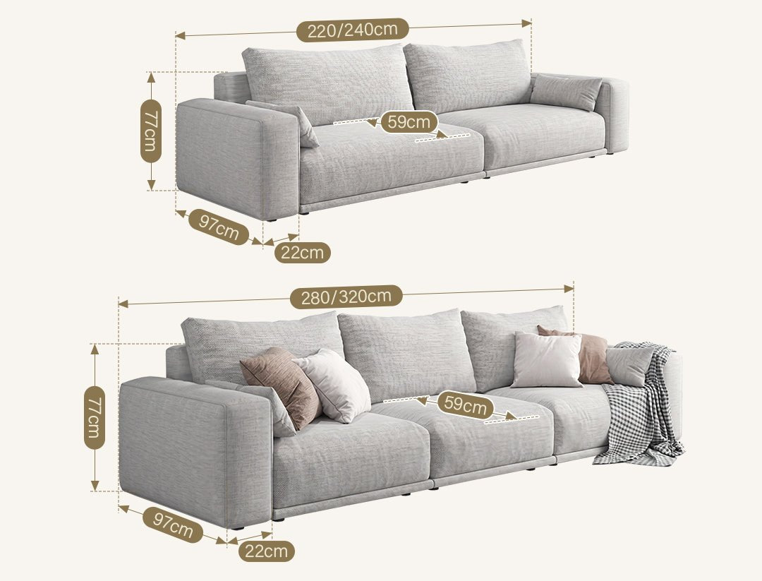 Frances Two Seater Sofa, Cotton Linen - Joe’s Haven