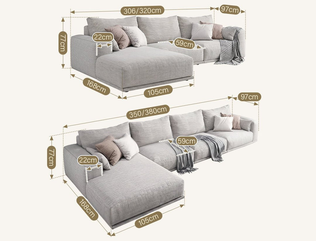Frances Three Seater Corner, Four Seater Corner Sofa, Cotton Linen - Joe’s Haven