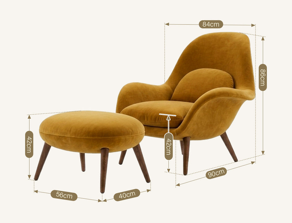 Fredericia Swoon Armchair And Footstool, Velvet