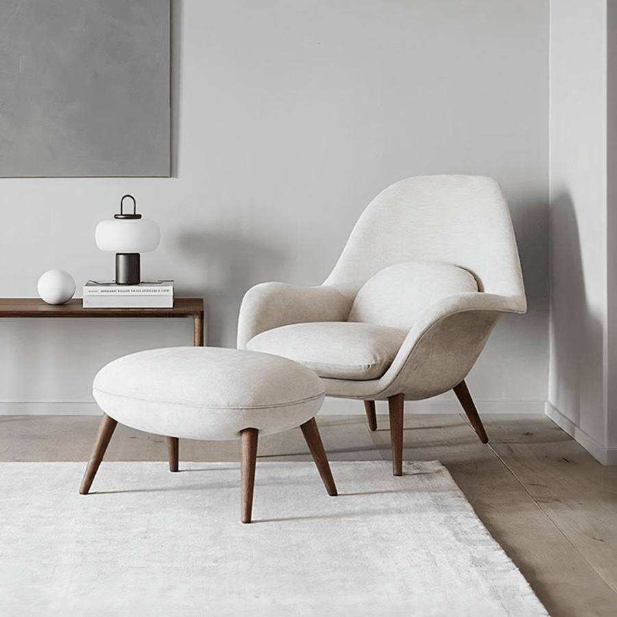 Fredericia Swoon Armchair And Footstool, Velvet - Joe’s Haven