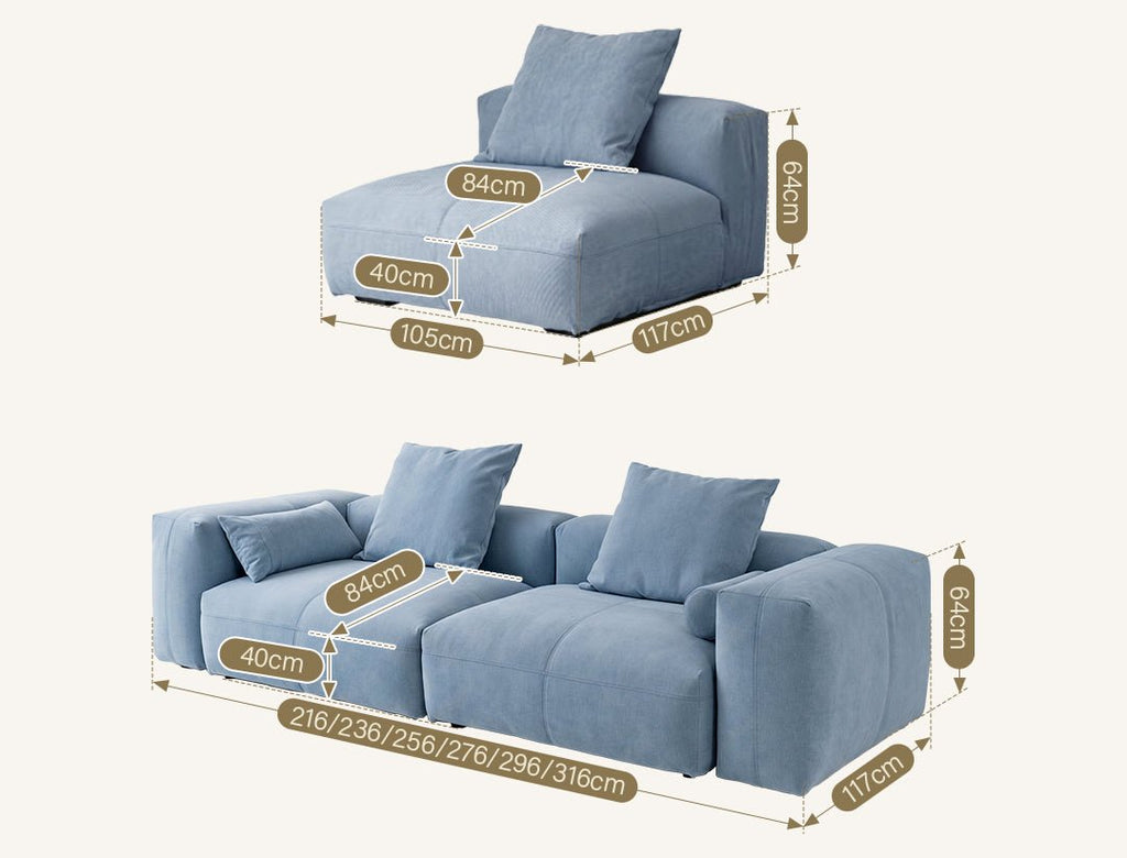 Gagnon Modular Sofa, Two Seater Sofa, Blue - Joe’s Haven