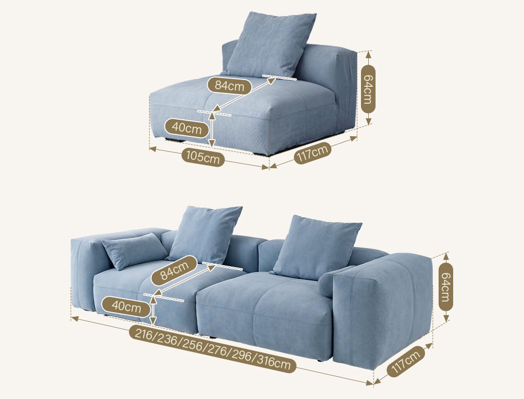 Gagnon Modular Sofa, Two Seater Sofa, Blue - Joe’s Haven