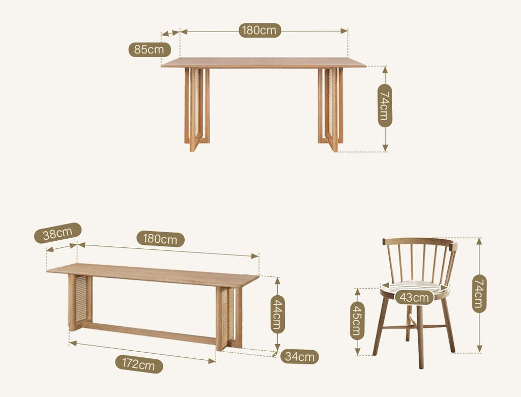 Gavril Rattan Dining Table, Oak, Rectangle - Joe’s Haven