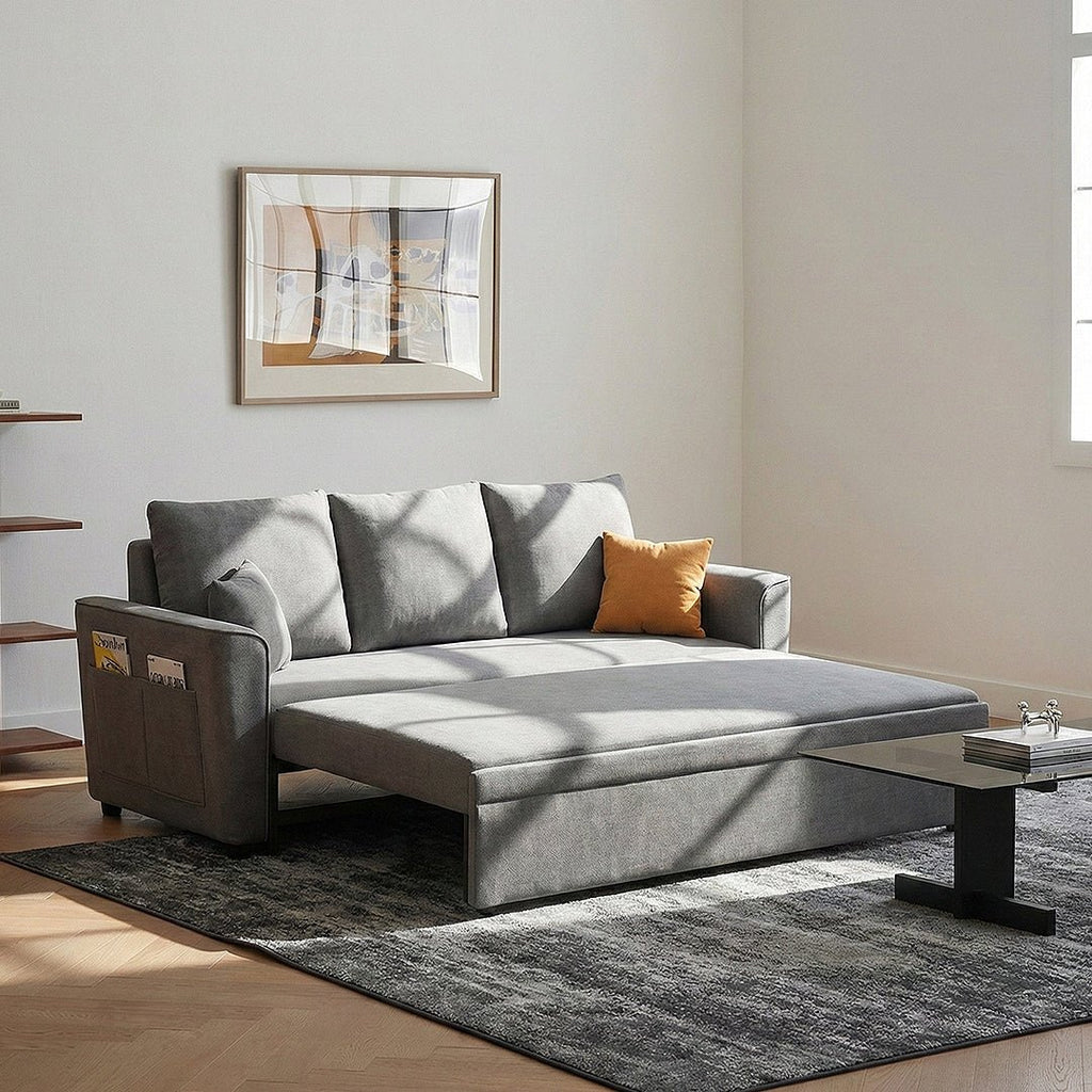 Gertrude Two Seater Sofa Bed, Linen - Joe’s Haven