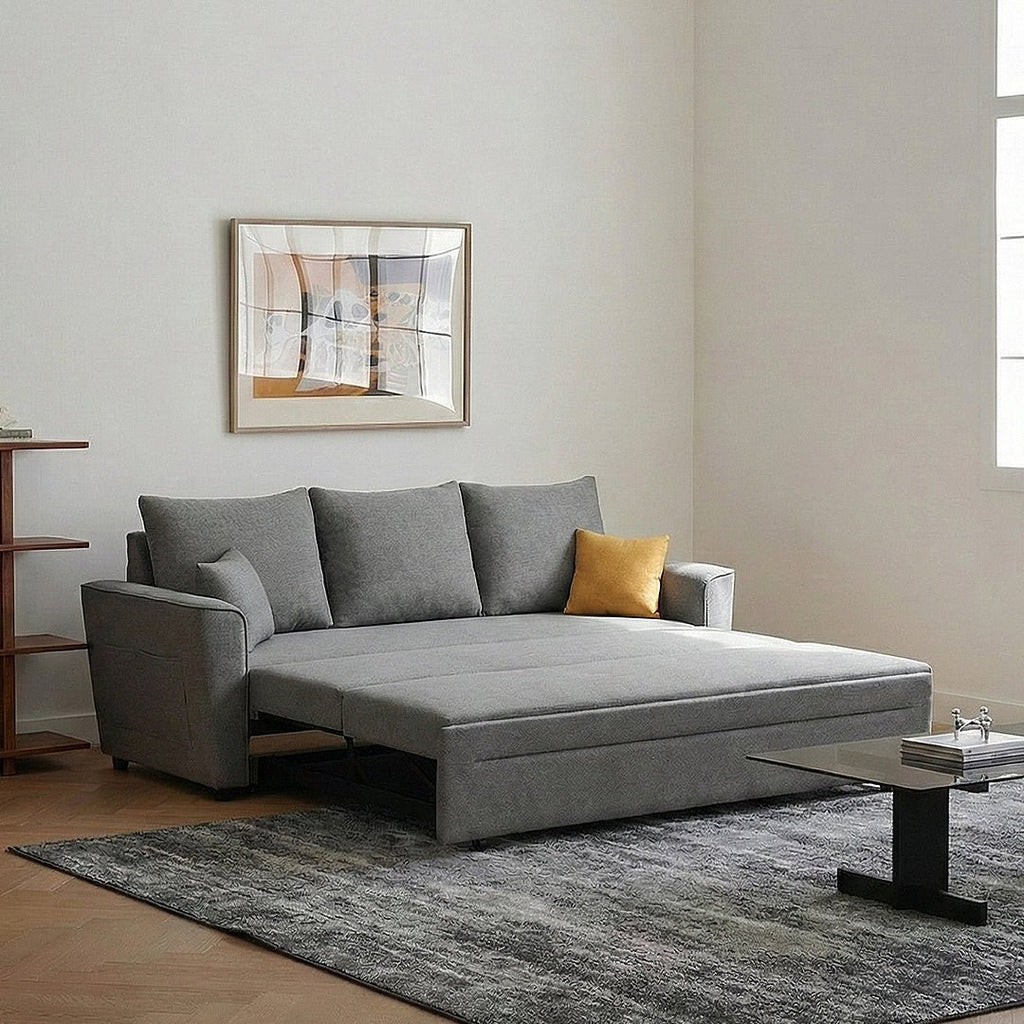 Gertrude Two Seater Sofa Bed, Linen - Joe’s Haven