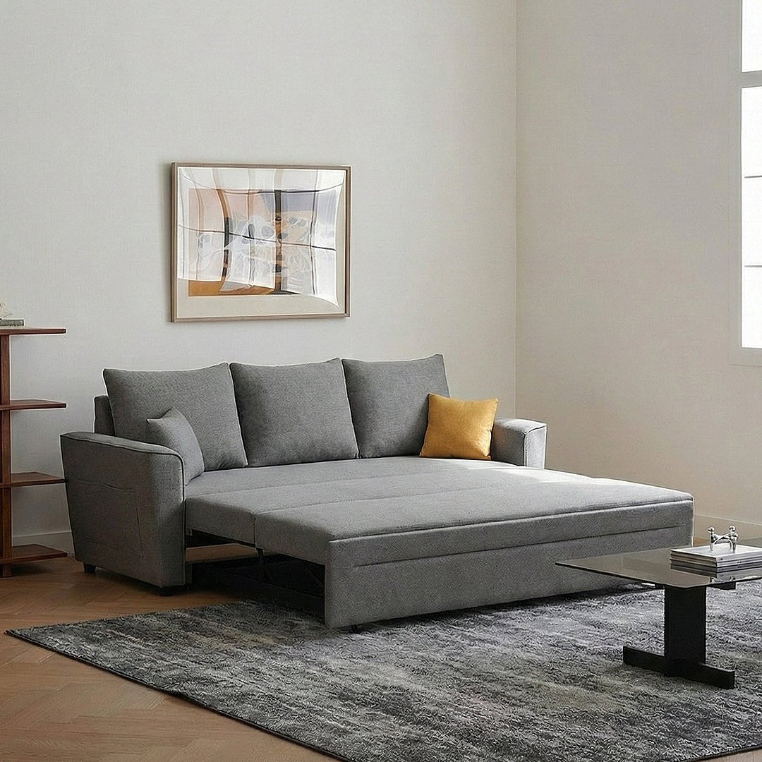 Gertrude Two Seater Sofa Bed, Linen - Joe’s Haven