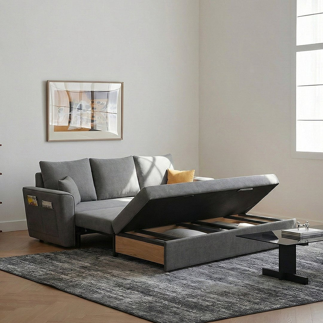 Gertrude Two Seater Sofa Bed, Linen - Joe’s Haven