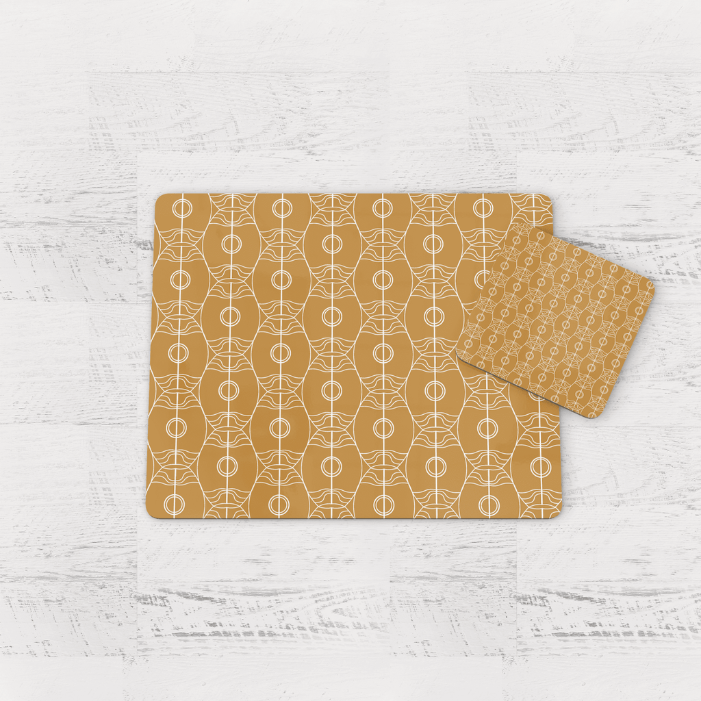 Gold Art Nouveau Retro Geometric Placemats, Set of 4 or Set of 6 - Joe’s Haven