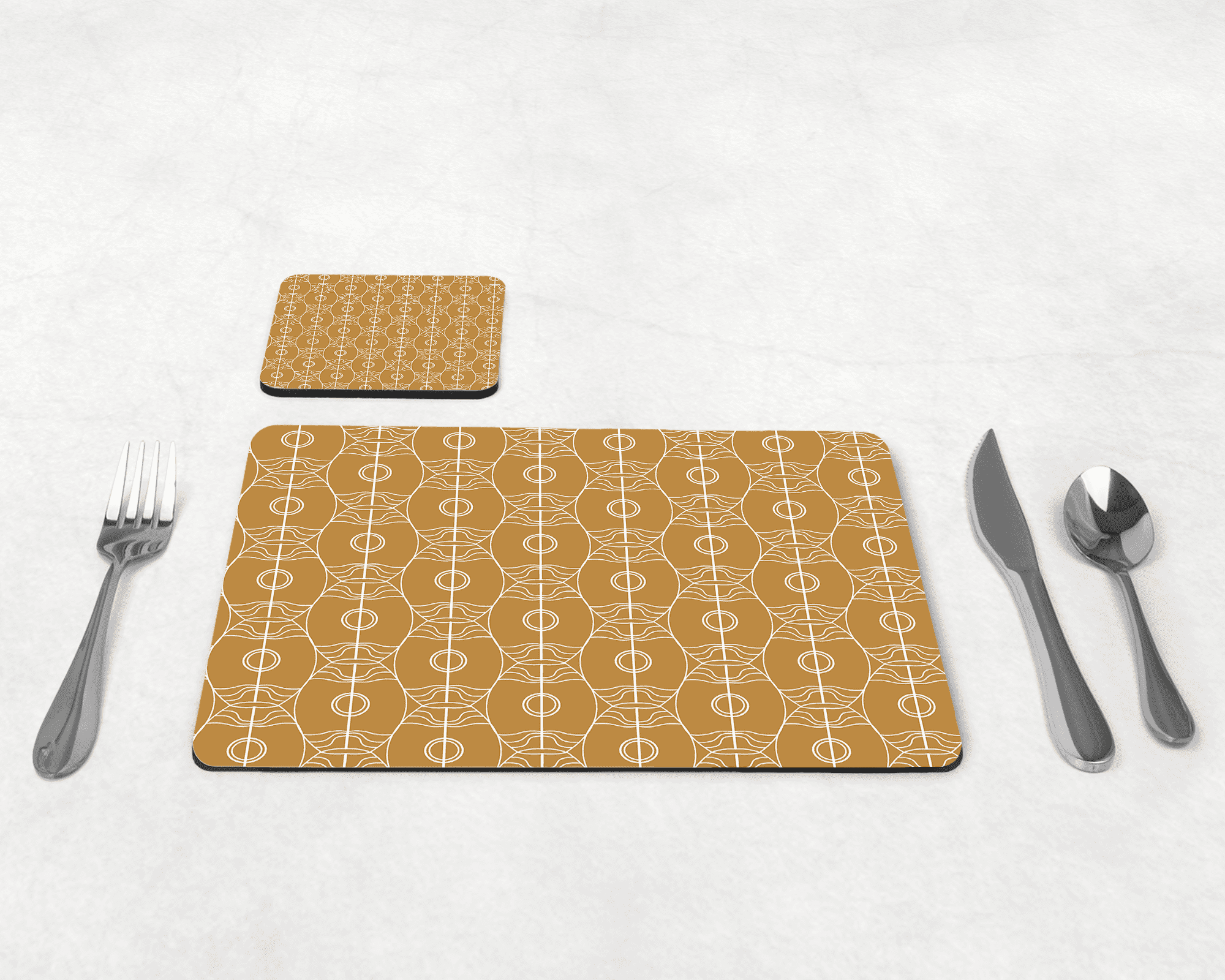 Gold Art Nouveau Retro Geometric Placemats, Set of 4 or Set of 6 - Joe’s Haven
