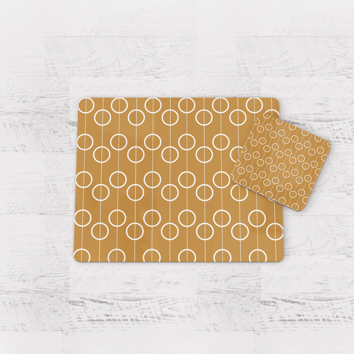Gold Retro Geometric Circles Placemats, Set of 4 or Set of 6 - Joe’s Haven