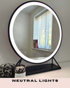 Grace Round Hollywood Mirror Black 60x67cm