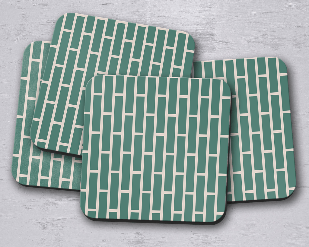 Green and Beige Geometric Design Coaster, Table Decor Drinks Mat - Joe’s Haven