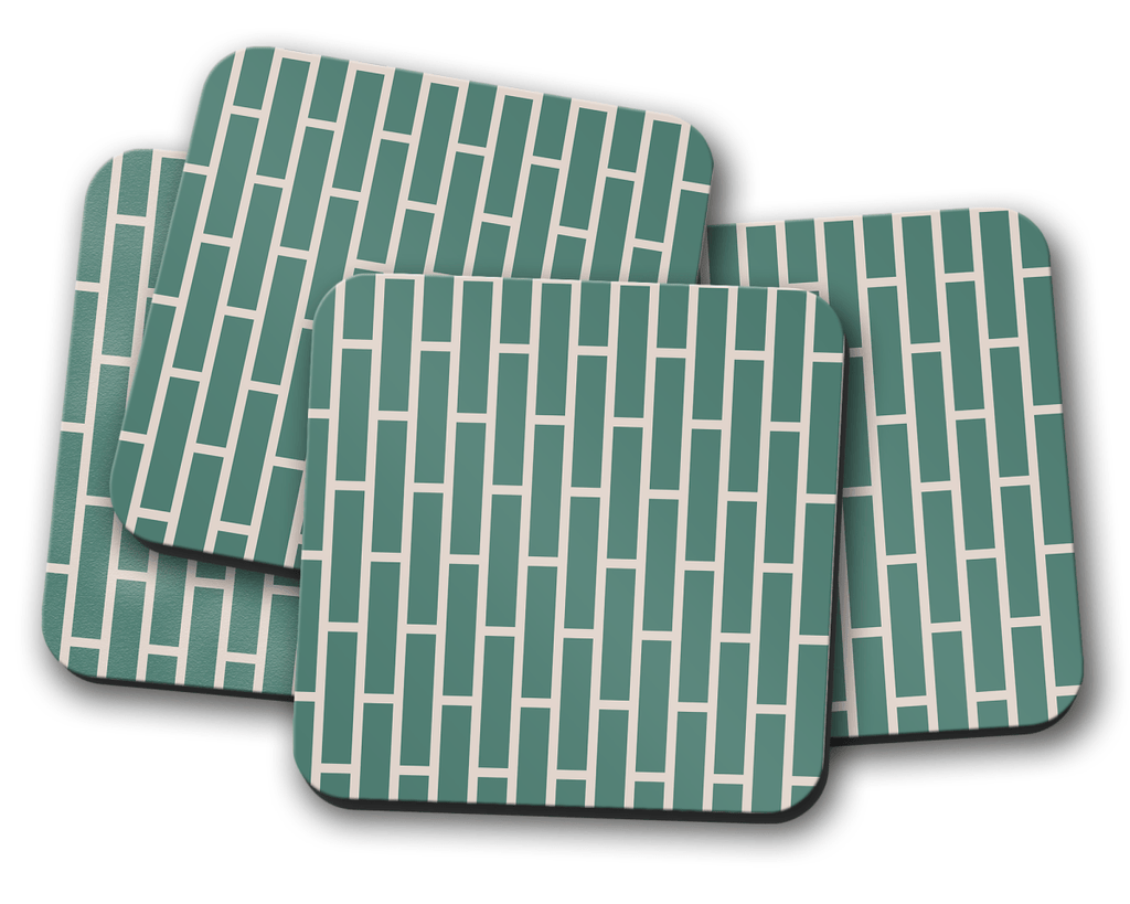Green and Beige Geometric Design Coaster, Table Decor Drinks Mat - Joe’s Haven