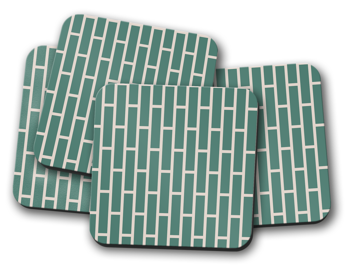 Green and Beige Geometric Design Coaster, Table Decor Drinks Mat - Joe’s Haven