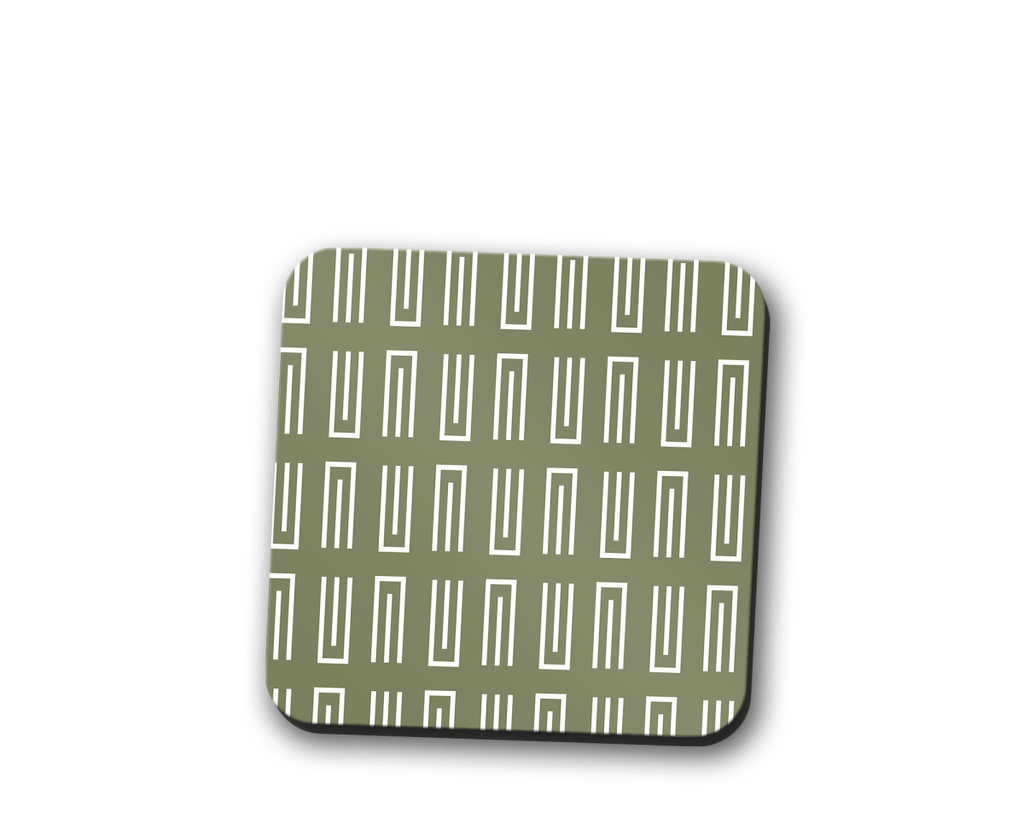 Green Geometric Coasters, Table Decor Drinks Mat - Joe’s Haven