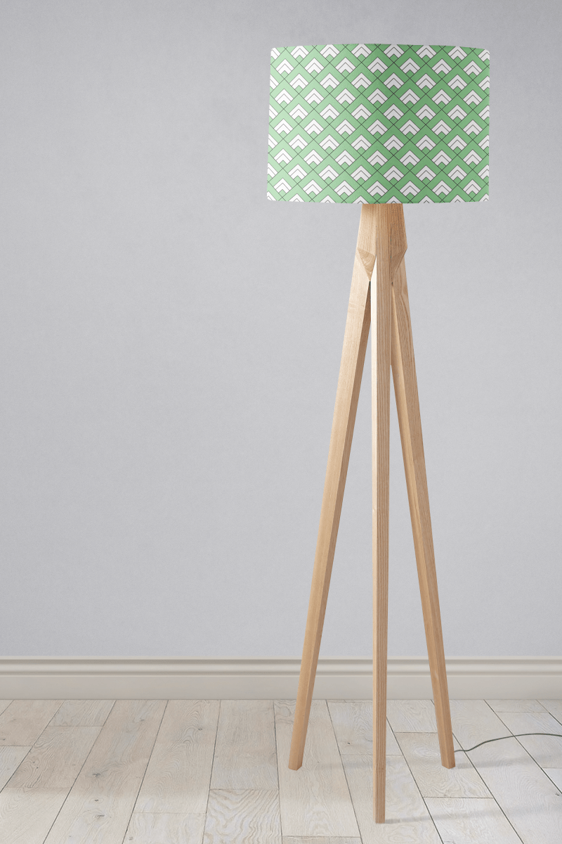 Light Green and White Geometric Tiles Design Lampshade, Ceiling or Table Lamp Shade - Joe’s Haven