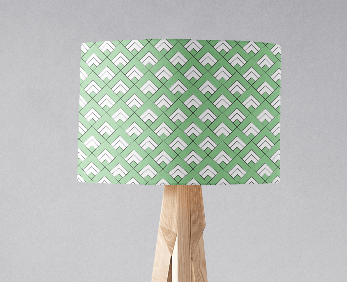 Light Green and White Geometric Tiles Design Lampshade, Ceiling or Table Lamp Shade - Joe’s Haven