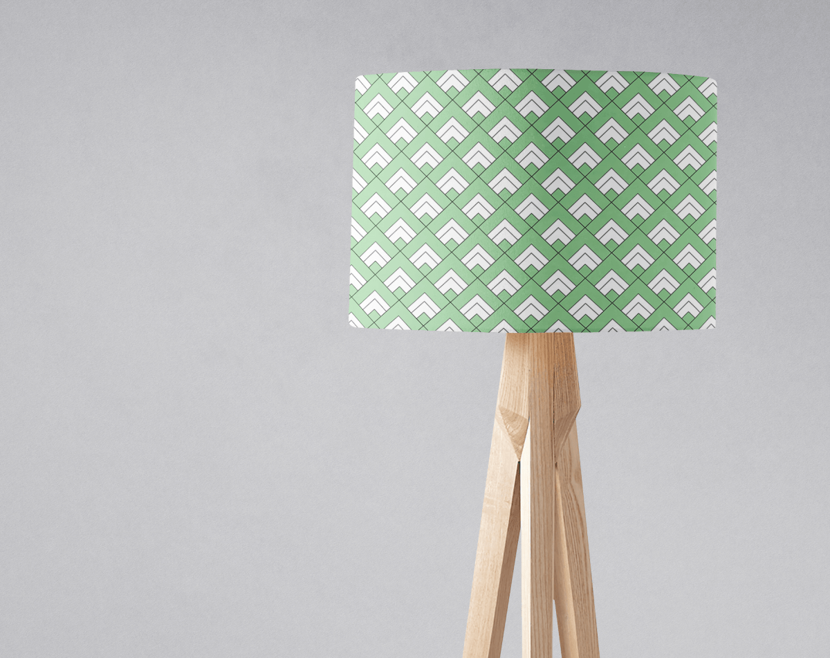 Light Green and White Geometric Tiles Design Lampshade, Ceiling or Table Lamp Shade - Joe’s Haven