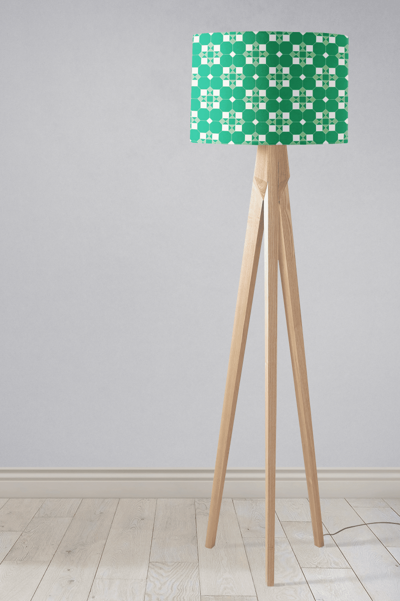 Green and White Geometric Tiles Design Lampshade, Ceiling or Table Lamp Shade - Joe’s Haven