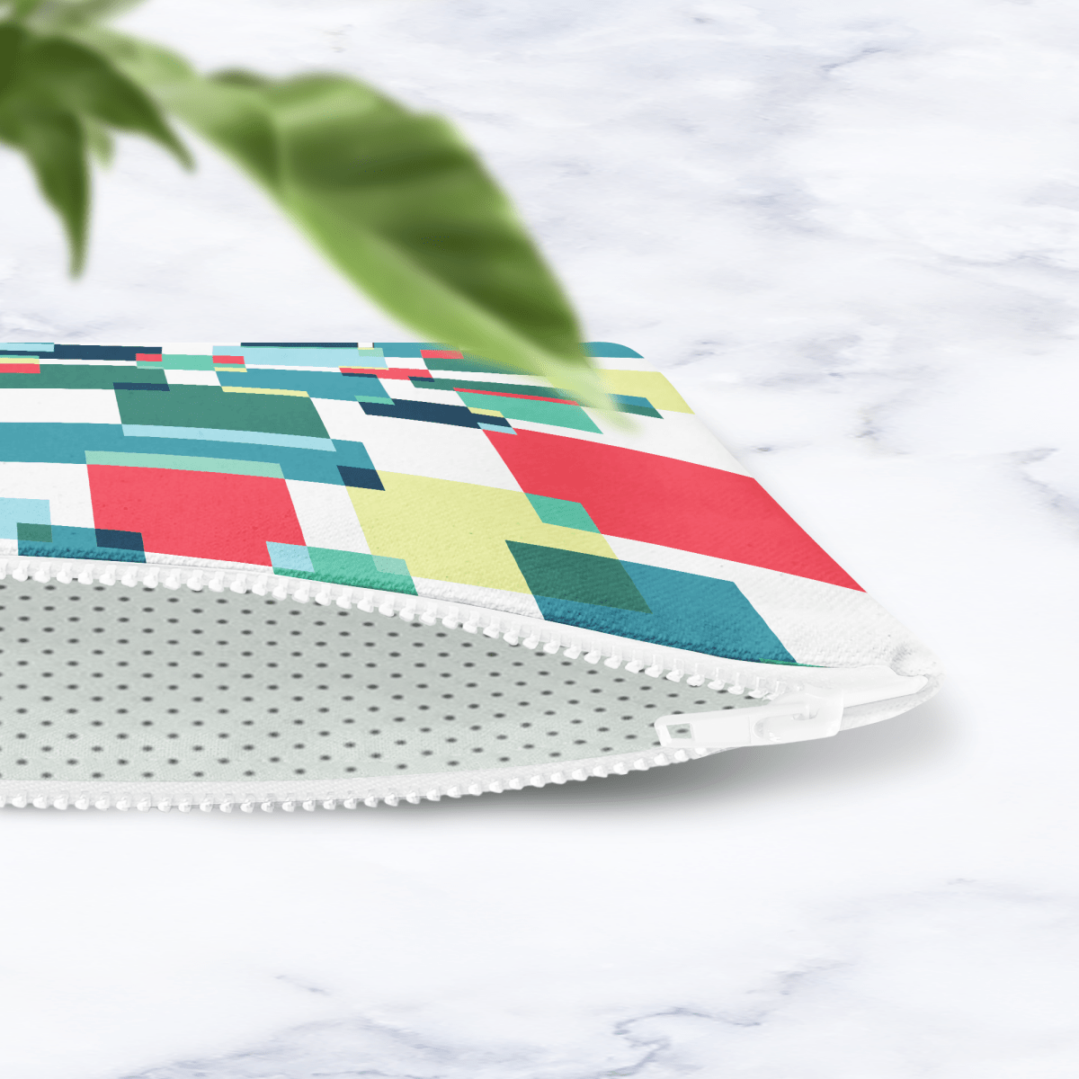 Geometric Abstract Makeup Bag - Colourful Block Pattern Cosmetic Pouch Travel Beauty Case Canvas - Joe’s Haven