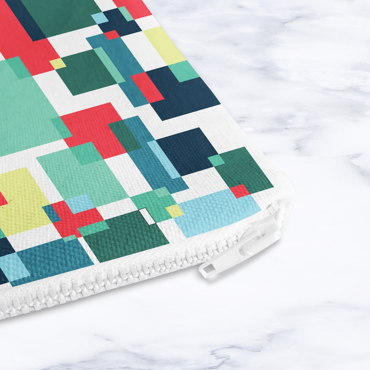 Geometric Abstract Makeup Bag - Colourful Block Pattern Cosmetic Pouch Travel Beauty Case Canvas - Joe’s Haven