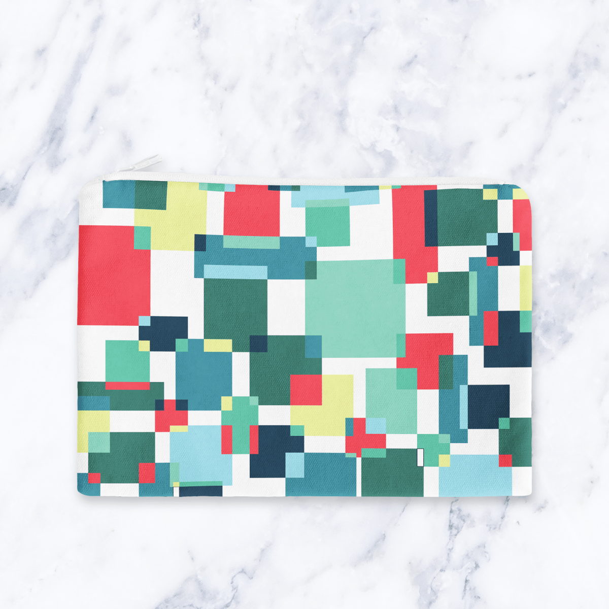 Geometric Abstract Makeup Bag - Colourful Block Pattern Cosmetic Pouch Travel Beauty Case Canvas - Joe’s Haven