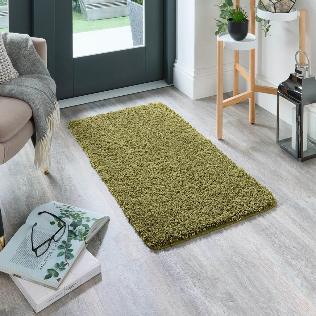 Washable Olive Green Shaggy Rug - Joe’s Haven