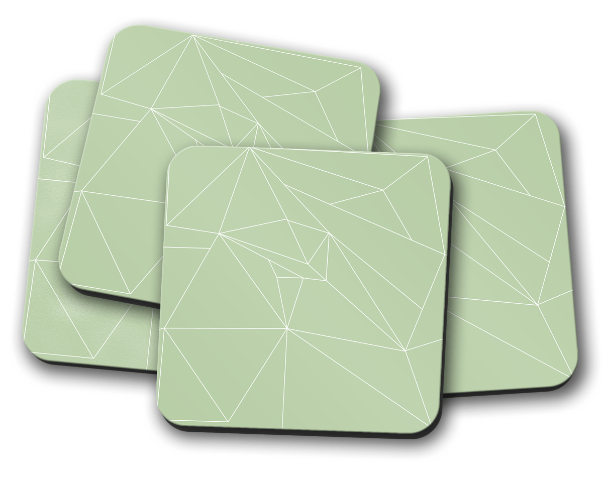 Light Green Contemporary Lines Coasters, Table Decor Drinks Mat - Joe’s Haven