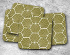 Olive Green Geometric Hexagons Placemats, Set of 4 or Set of 6 - Joe’s Haven