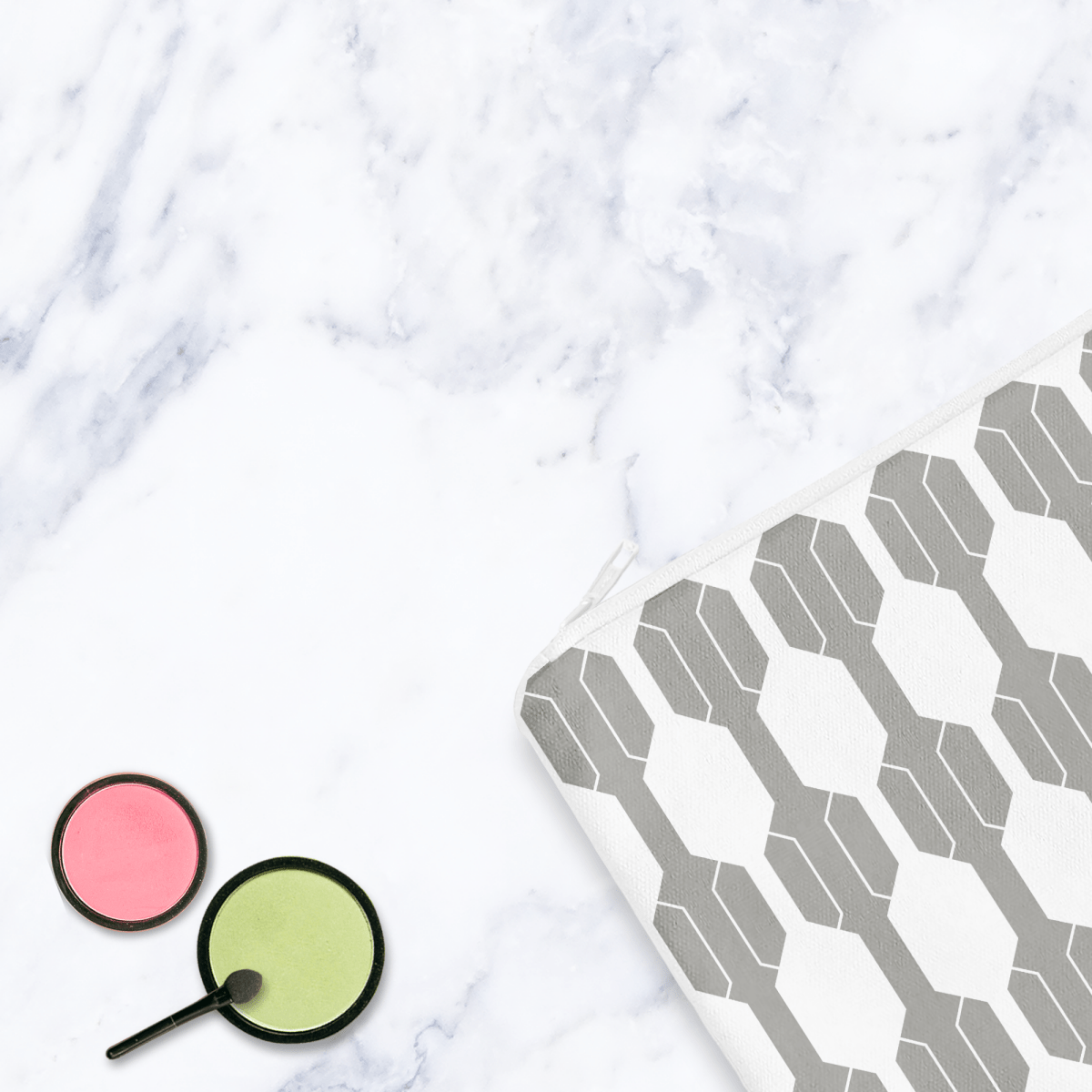 Grey & White Make Up Bag - Cosmetic Bag - Travel Pouch - Handmade Toiletry Bag - Contemporary Geometric Beauty Case - Joe’s Haven