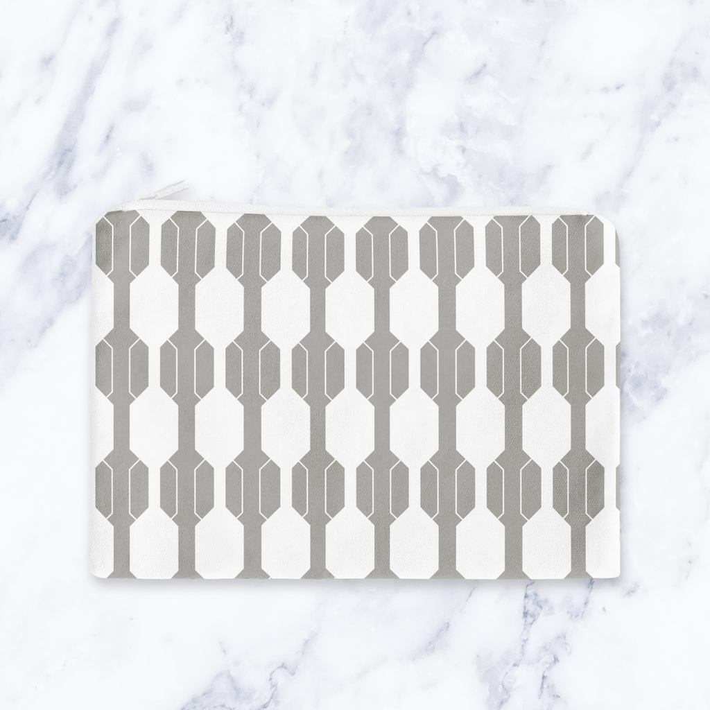 Grey & White Make Up Bag - Cosmetic Bag - Travel Pouch - Handmade Toiletry Bag - Contemporary Geometric Beauty Case - Joe’s Haven