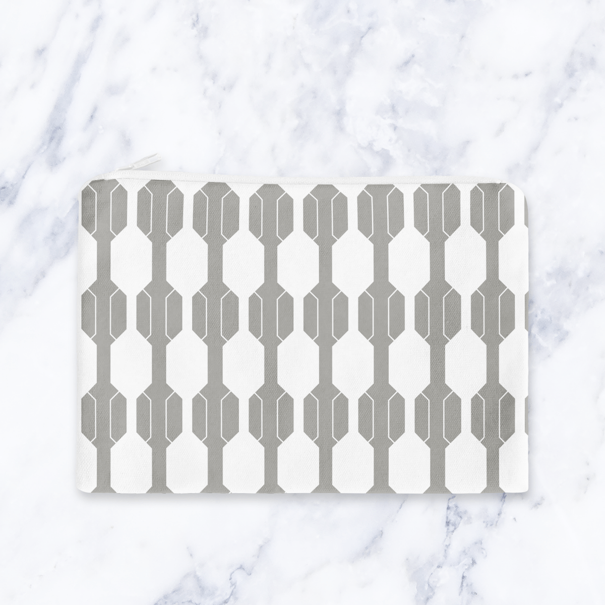 Grey & White Make Up Bag - Cosmetic Bag - Travel Pouch - Handmade Toiletry Bag - Contemporary Geometric Beauty Case - Joe’s Haven