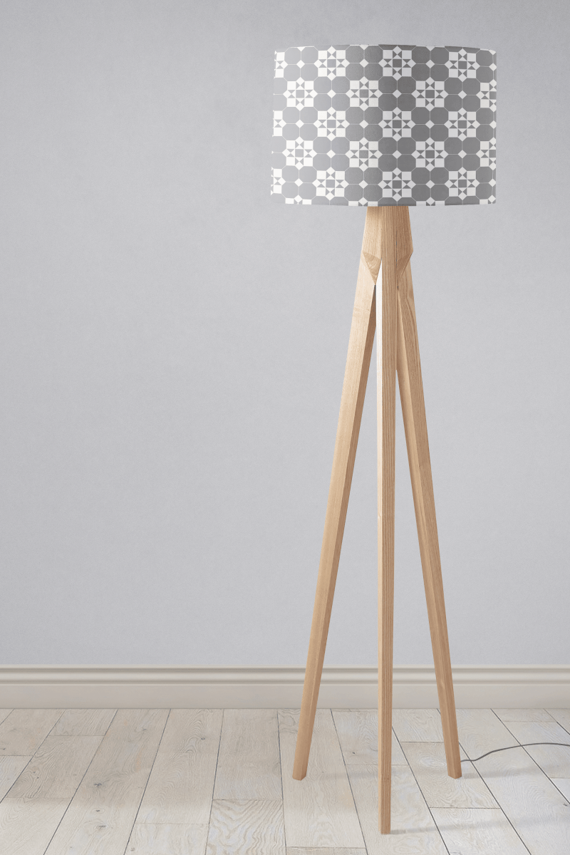 Grey and White Tiles Design Geometric Lampshade - Joe’s Haven