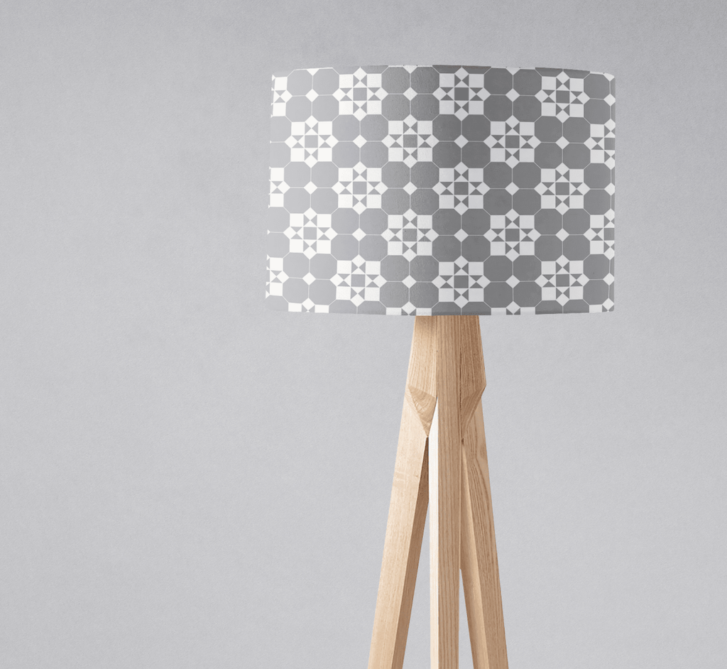 Grey and White Tiles Design Geometric Lampshade - Joe’s Haven
