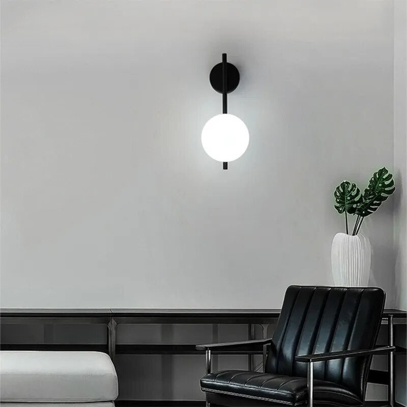 Black Globe Wall Lamp - Modern Minimalist Glass Shade Light - Joe’s Haven