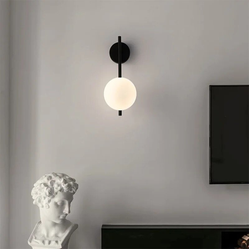 Black Globe Wall Lamp - Modern Minimalist Glass Shade Light - Joe’s Haven