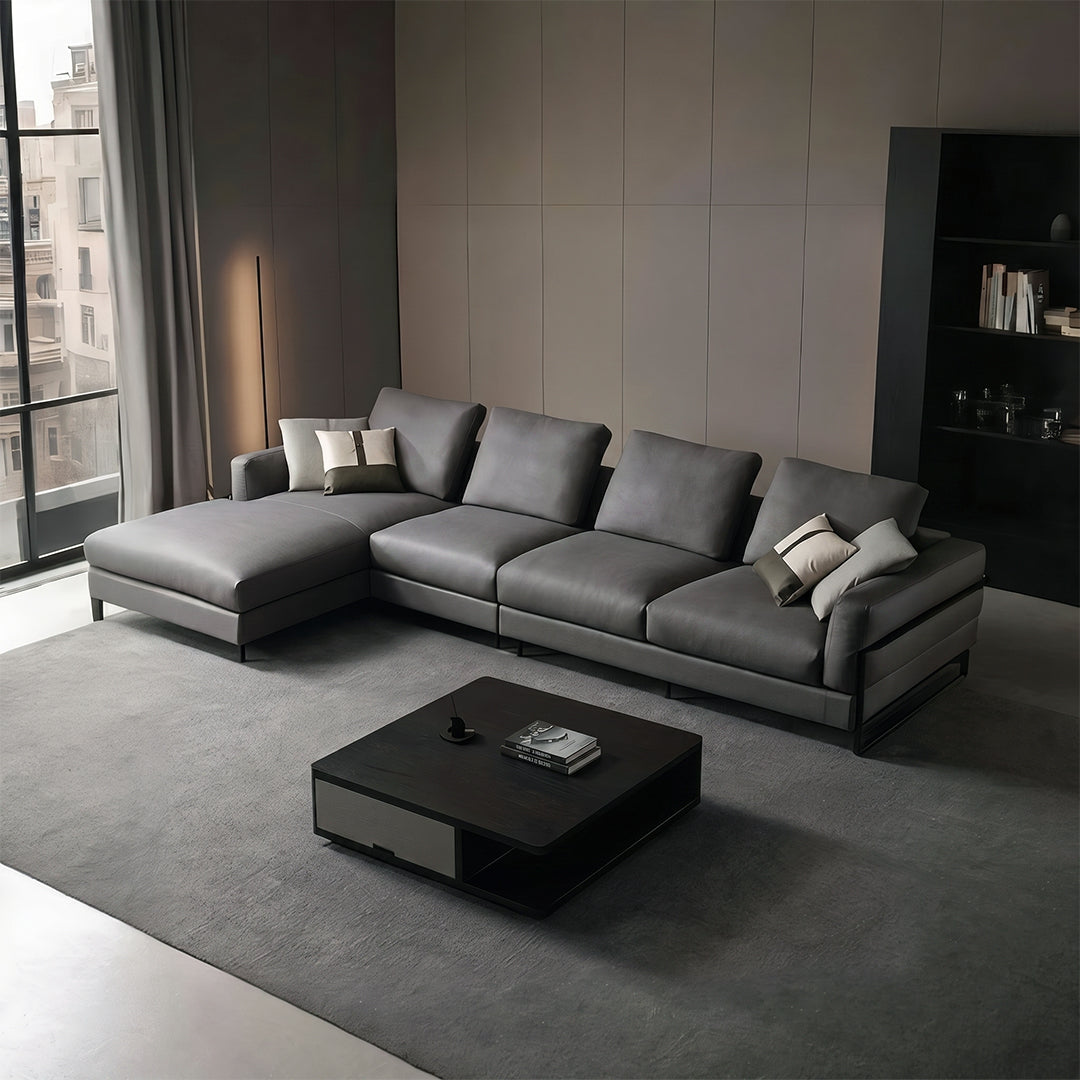 H92 Grey Four Seater Corner Sofa, Leathaire, Multiple Color