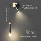 Bold Gold Wall Lamp with Reading Light - LED Warm White Lighting - Joe’s Haven