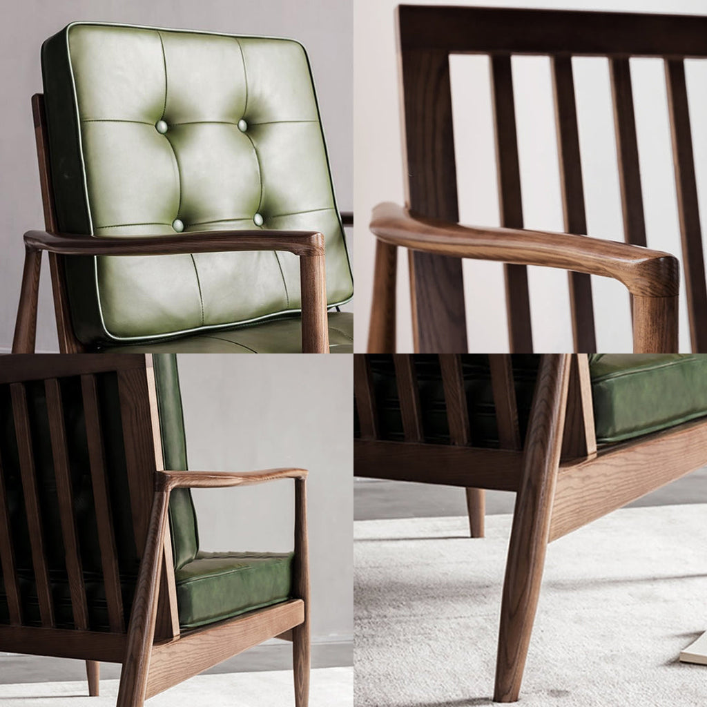 Hans CH32 Green Armchair, Solid Wood