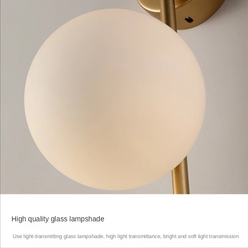 Gold Globe Wall Lamp - Luxury Bedroom Living Room Light Fixture - Joe’s Haven