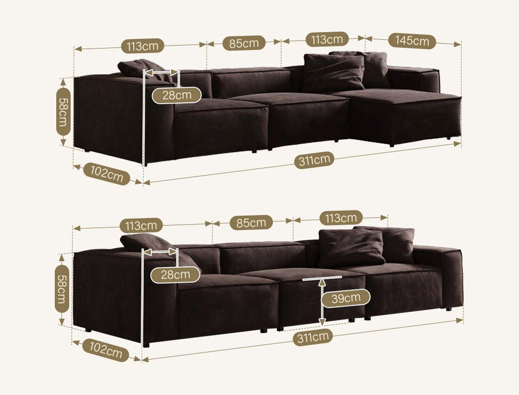 Hee Nordic Sofa, Two Seater, Three Seater Sofa, Corner Sofa, Suede - Joe’s Haven
