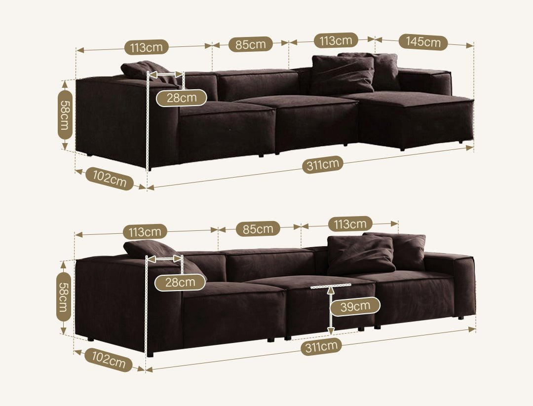 Hee Nordic Sofa, Two Seater, Three Seater Sofa, Corner Sofa, Suede - Joe’s Haven