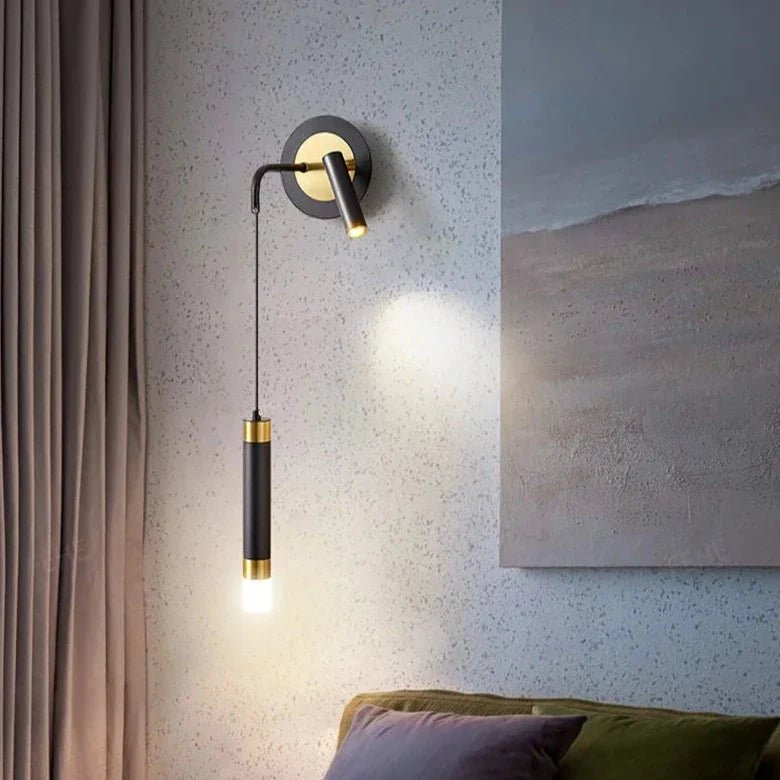 Bold Gold Wall Lamp with Reading Light - LED Warm White Lighting - Joe’s Haven