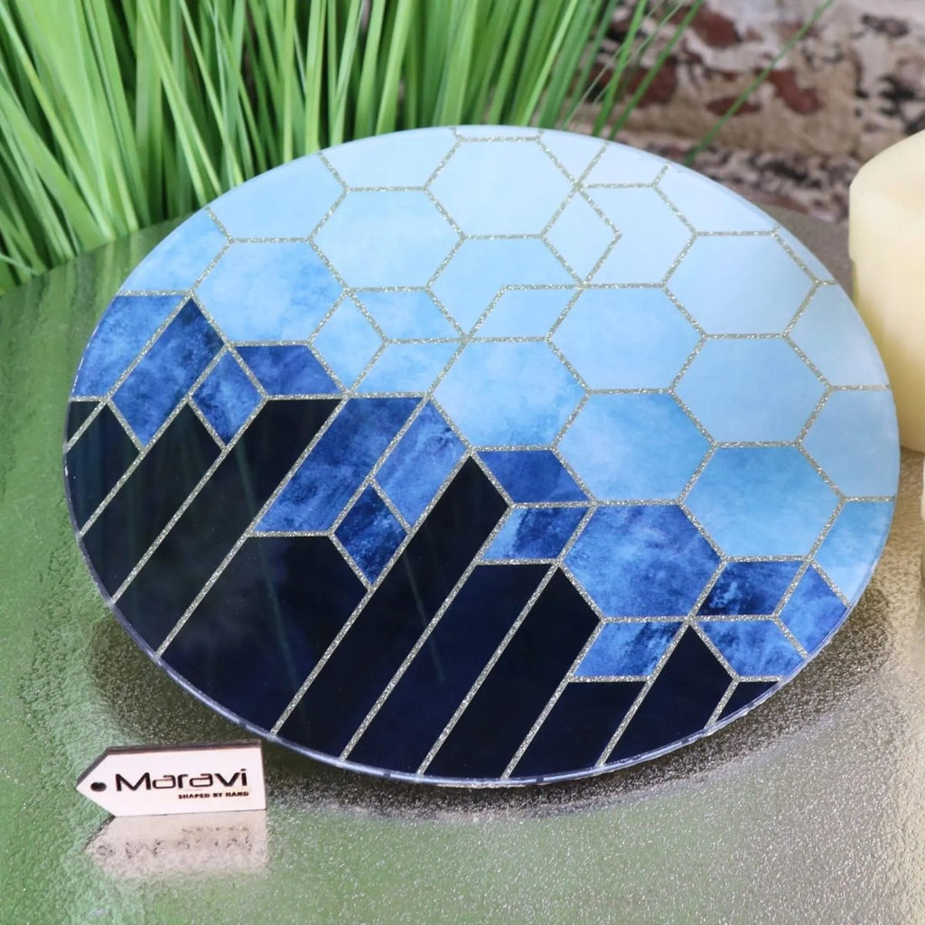 Konark Geometric Glass Candle Plate - Joe’s Haven
