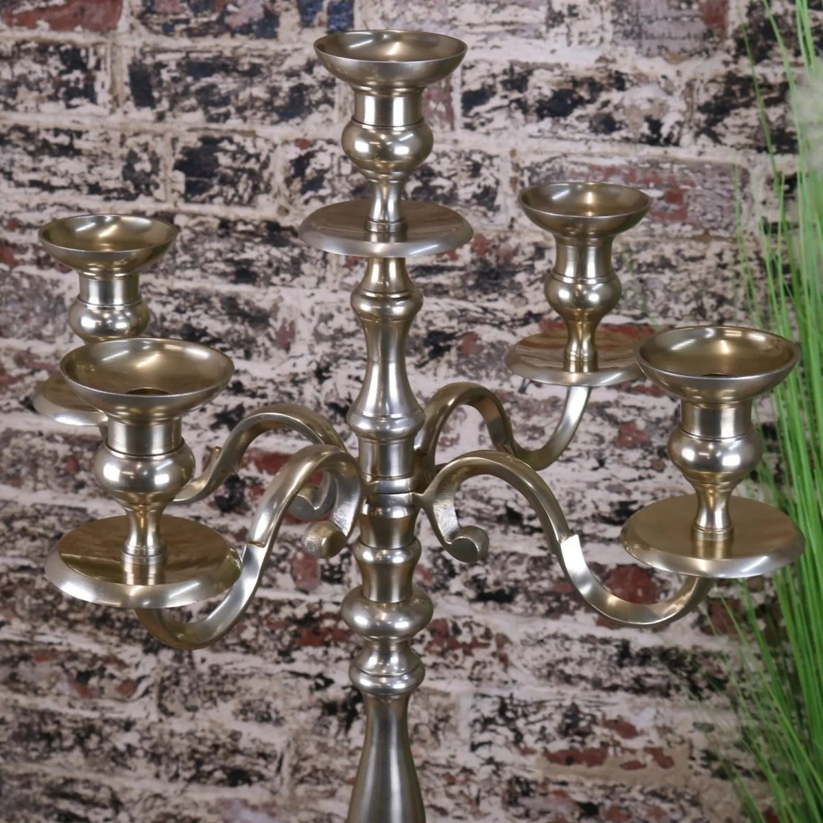 Zira Antiqued Gold 5 Candle Candelabra Centerpiece 84cm - Joe’s Haven