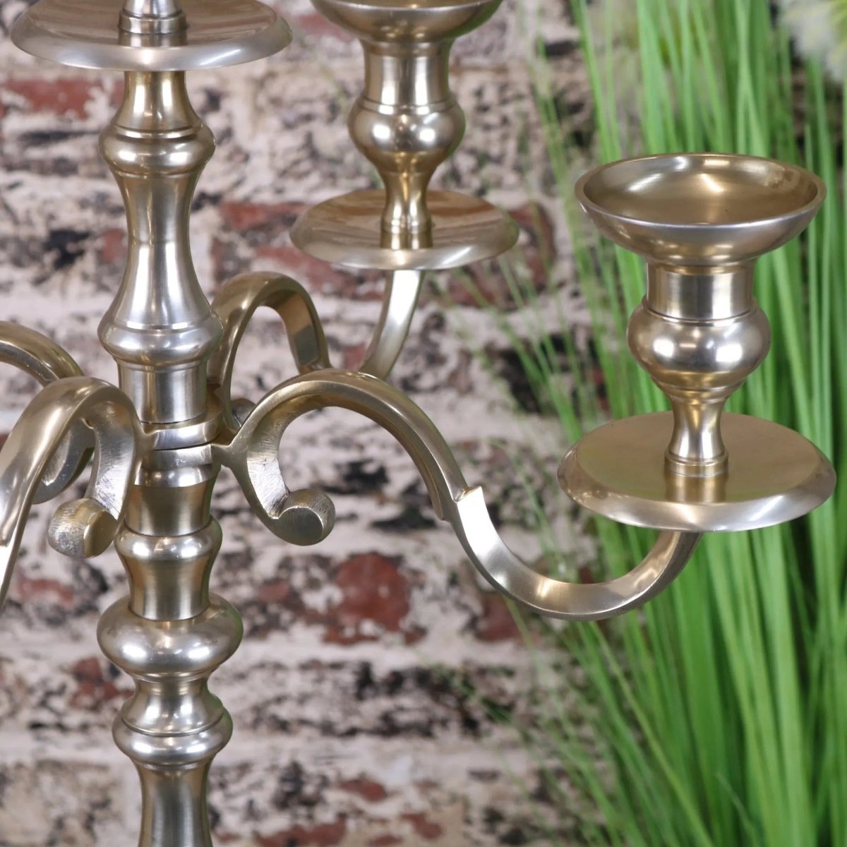 Zira Antiqued Gold 5 Candle Candelabra Centerpiece 84cm - Joe’s Haven