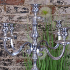 Mula Polished Silver 5 Candle Candelabra Centerpiece 105cm - Joe’s Haven